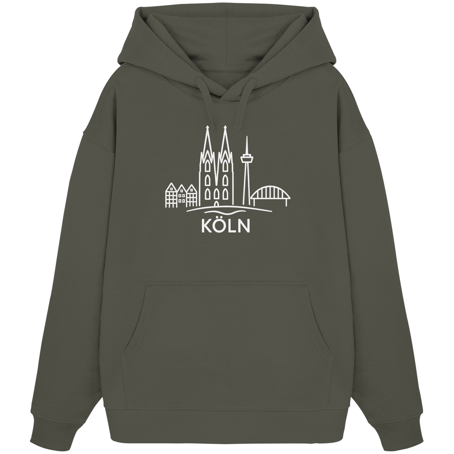 Köln Skyline (großer Druck auf der Brust) - Organic Oversize Hoodie