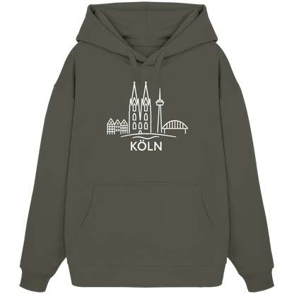 Köln Skyline (großer Druck auf der Brust) - Organic Oversize Hoodie