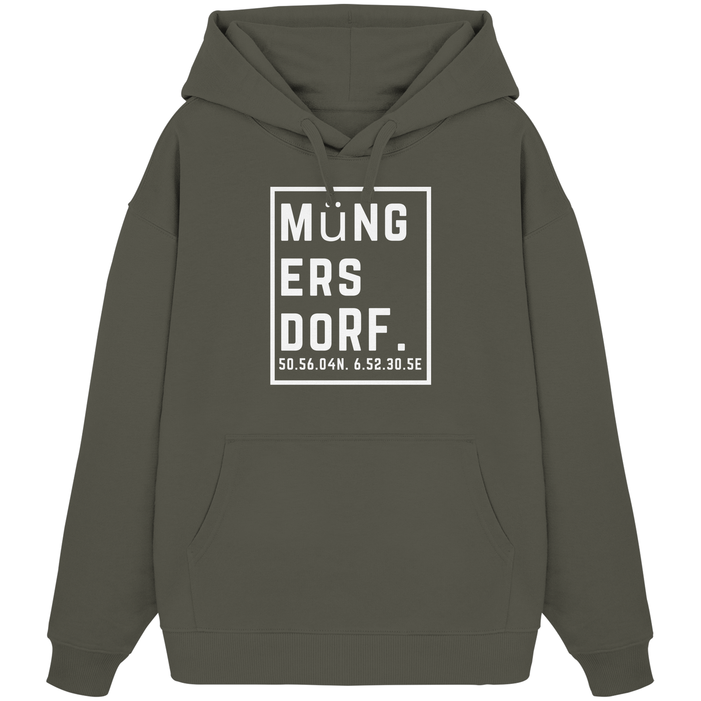 Müngersdorf Koordinaten (großer Druck auf der Brust) - Organic Oversize Hoodie