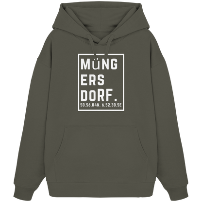 Müngersdorf Koordinaten (großer Druck auf der Brust) - Organic Oversize Hoodie