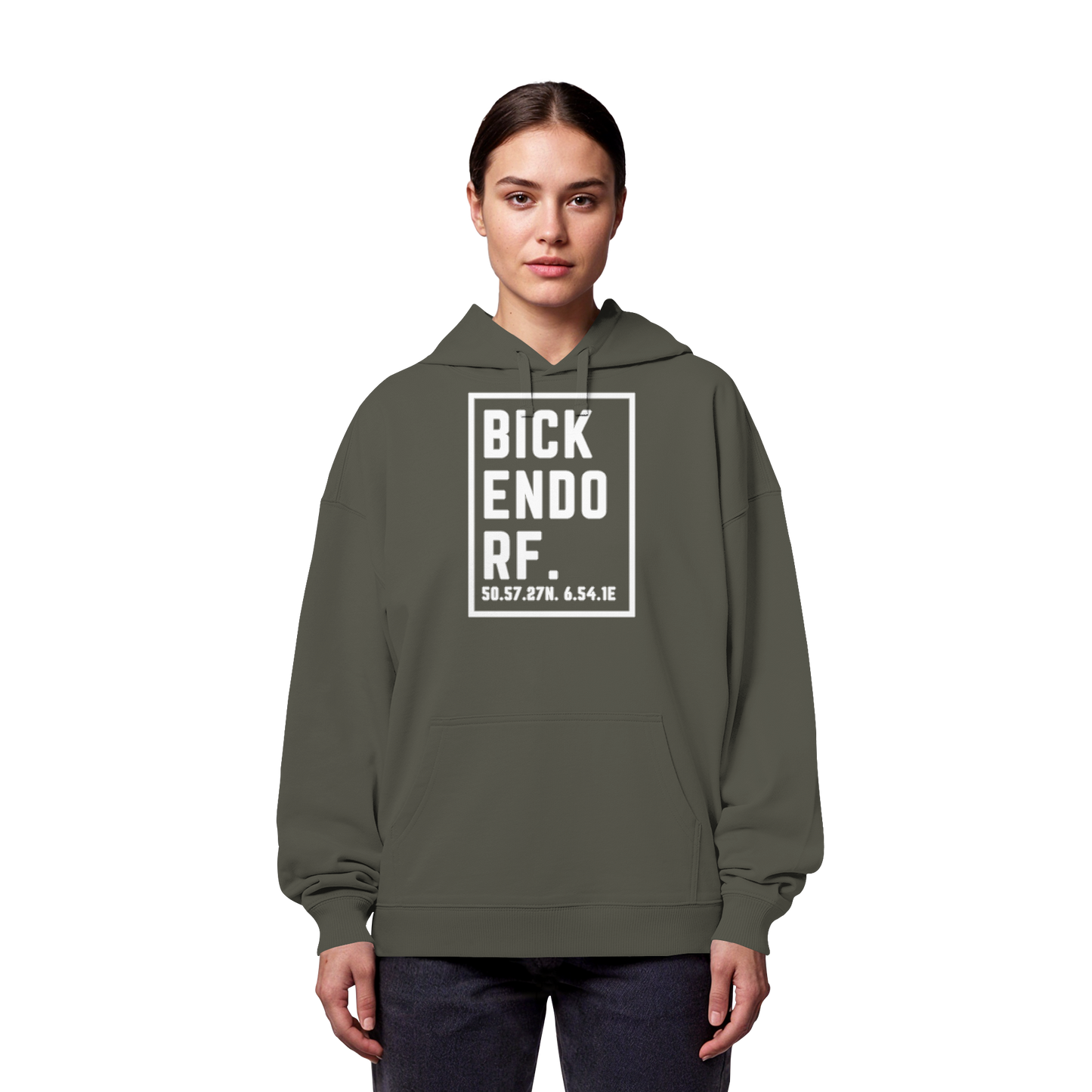 Bickendorf Koordinaten (großer Druck auf der Brust) - Organic Oversize Hoodie