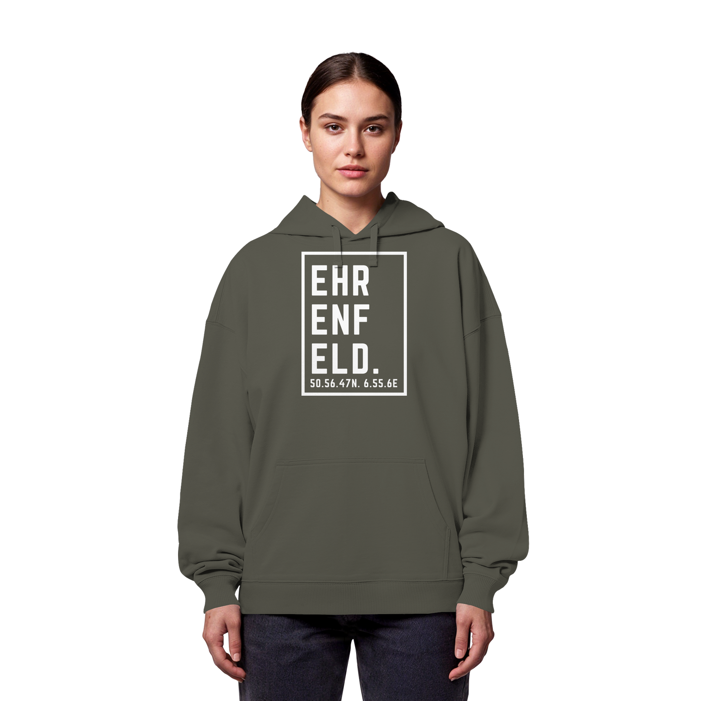Ehrenfeld Koordinaten (großer Druck auf der Brust) - Organic Oversize Hoodie