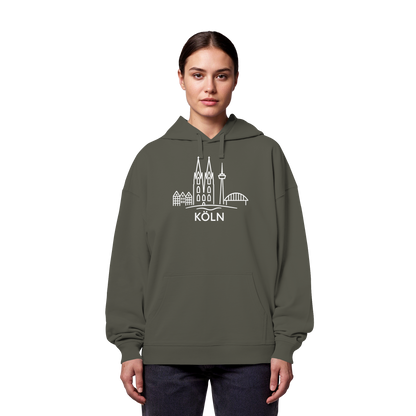 Köln Skyline (großer Druck auf der Brust) - Organic Oversize Hoodie