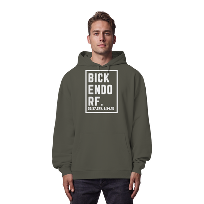 Bickendorf Koordinaten (großer Druck auf der Brust) - Organic Oversize Hoodie