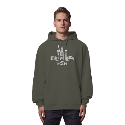 Köln Skyline (großer Druck auf der Brust) - Organic Oversize Hoodie