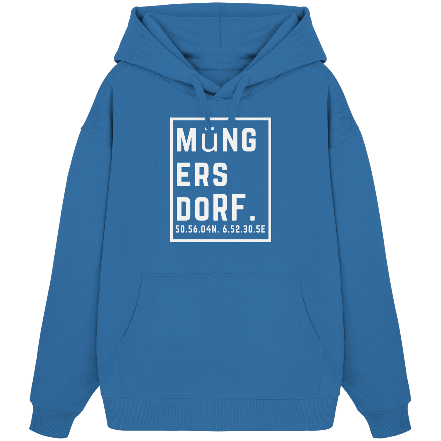 Müngersdorf Koordinaten (großer Druck auf der Brust) - Organic Oversize Hoodie