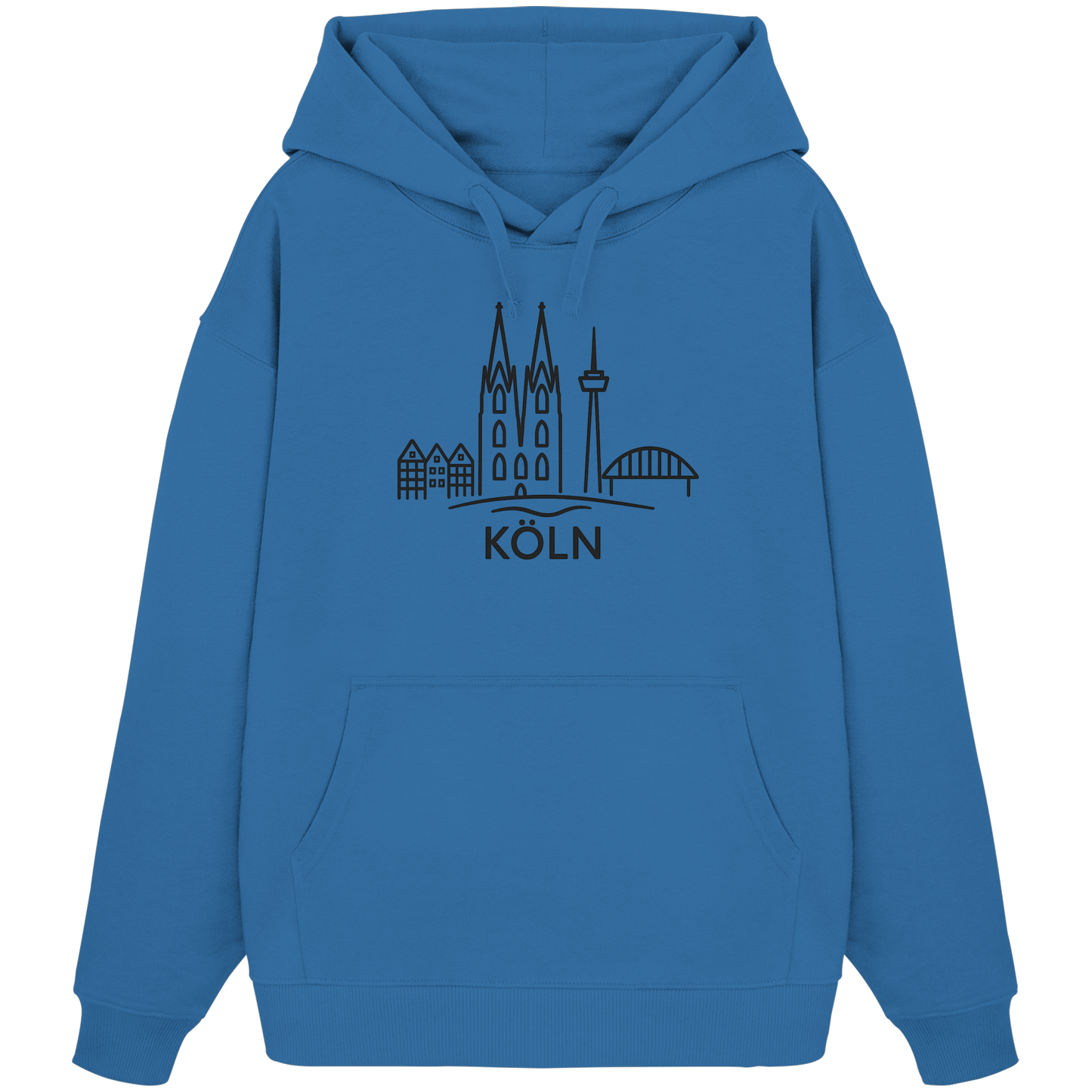 Köln Skyline (großer Druck auf der Brust) - Organic Oversize Hoodie