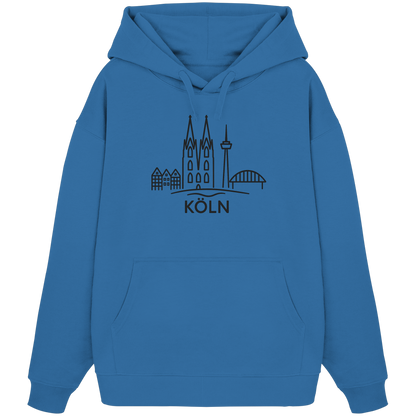 Köln Skyline (großer Druck auf der Brust) - Organic Oversize Hoodie