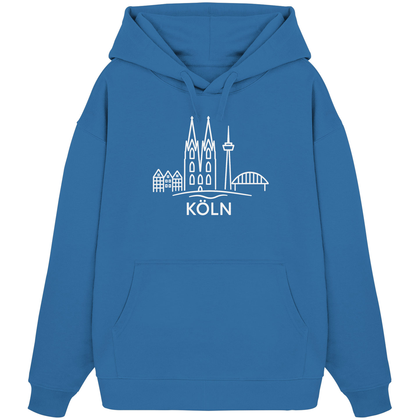 Köln Skyline (großer Druck auf der Brust) - Organic Oversize Hoodie