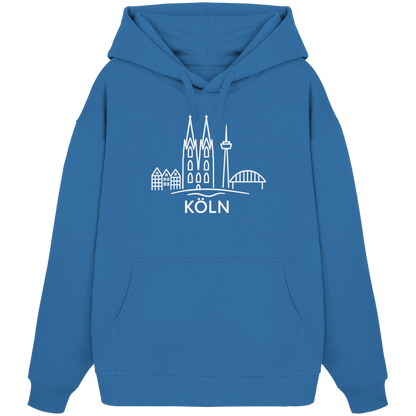 Köln Skyline (großer Druck auf der Brust) - Organic Oversize Hoodie