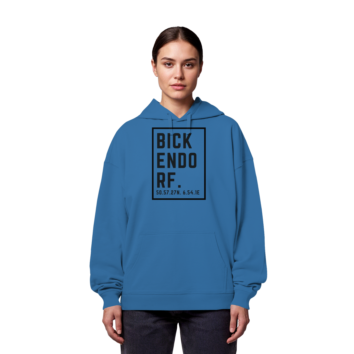 Bickendorf Koordinaten (großer Druck auf der Brust) - Organic Oversize Hoodie