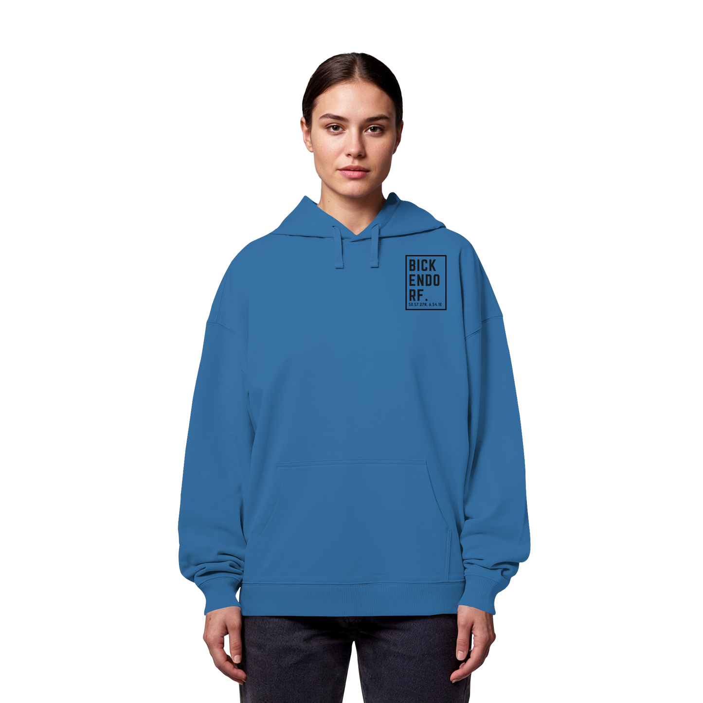 Bickendorf Koordinaten (kleiner Druck auf der Brust) - Organic Oversize Hoodie