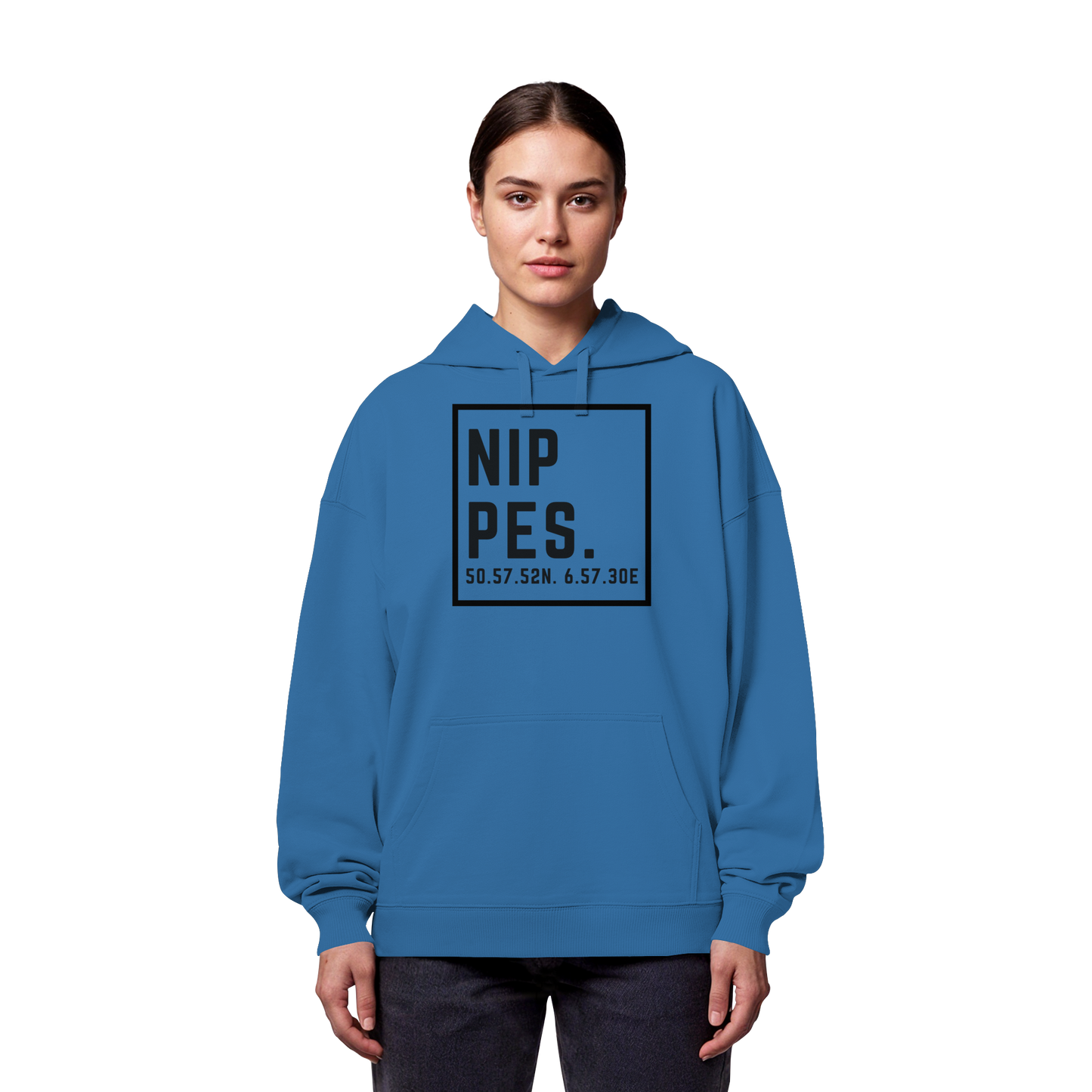 Nippes Koordinaten (großer Druck auf der Brust) - Organic Oversize Hoodie