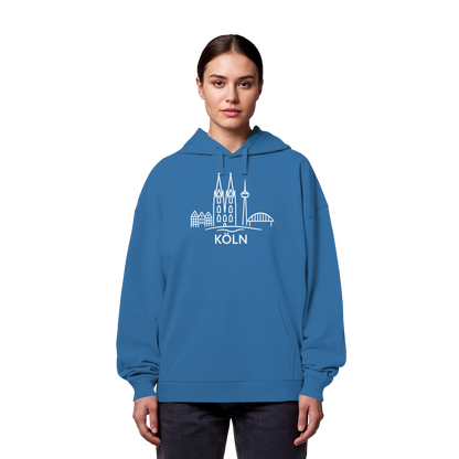 Köln Skyline (großer Druck auf der Brust) - Organic Oversize Hoodie