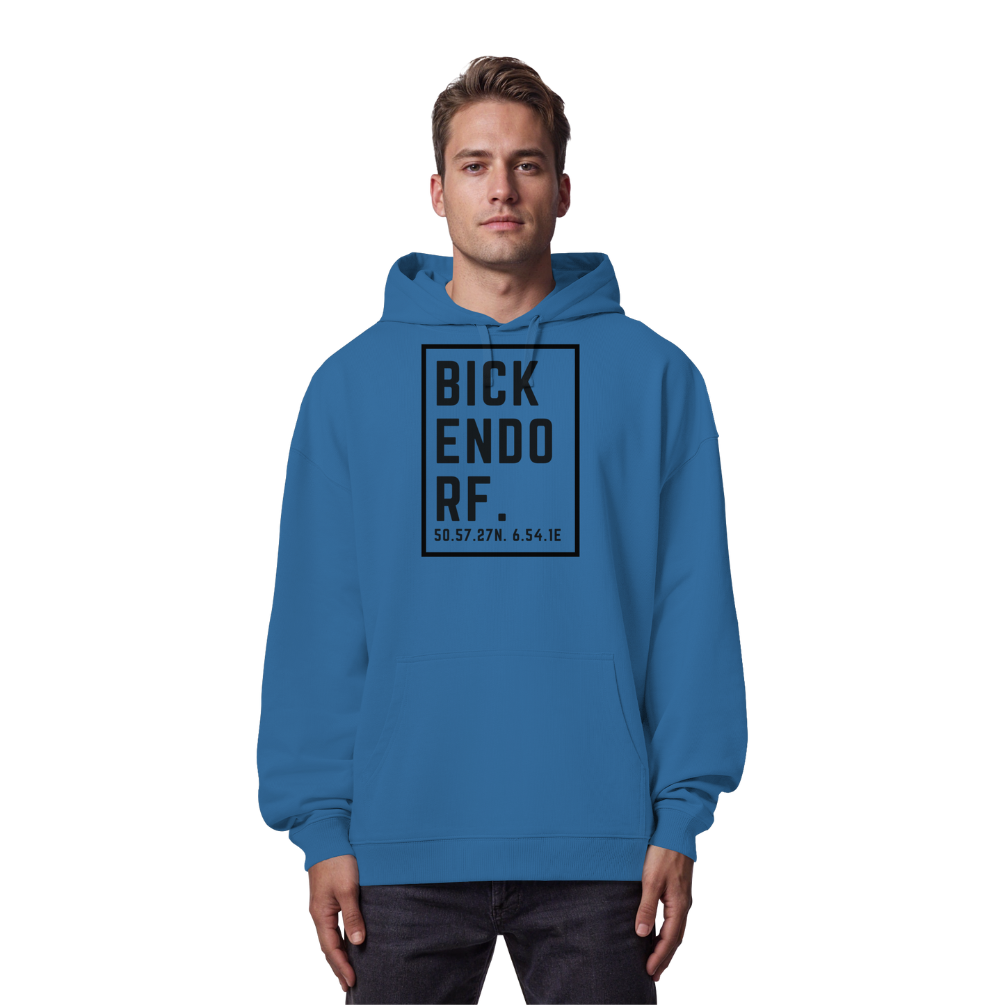 Bickendorf Koordinaten (großer Druck auf der Brust) - Organic Oversize Hoodie