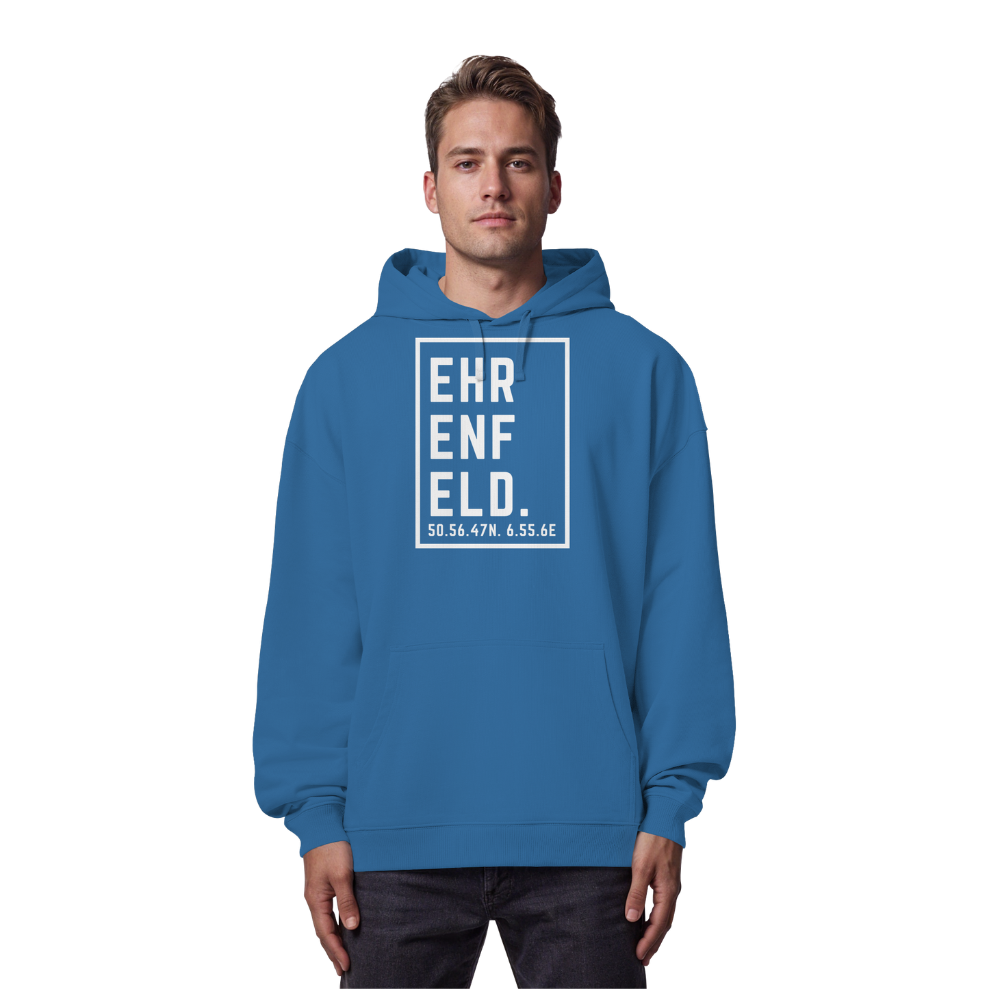 Ehrenfeld Koordinaten (großer Druck auf der Brust) - Organic Oversize Hoodie
