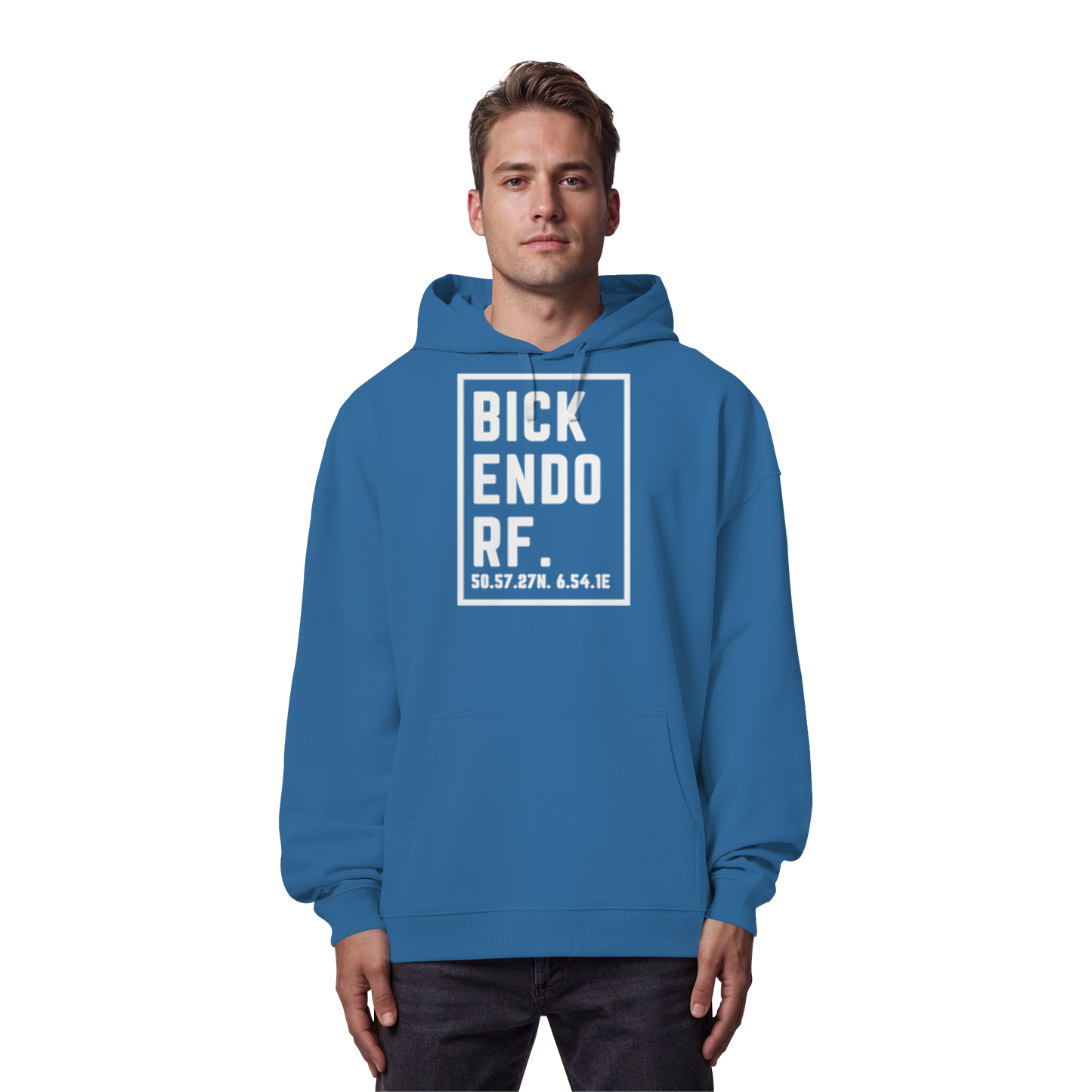 Bickendorf Koordinaten (großer Druck auf der Brust) - Organic Oversize Hoodie