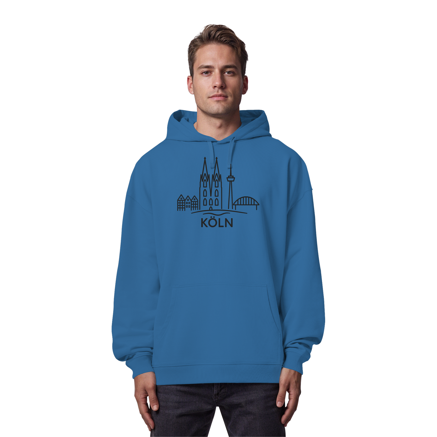Köln Skyline (großer Druck auf der Brust) - Organic Oversize Hoodie