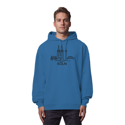 Köln Skyline (großer Druck auf der Brust) - Organic Oversize Hoodie