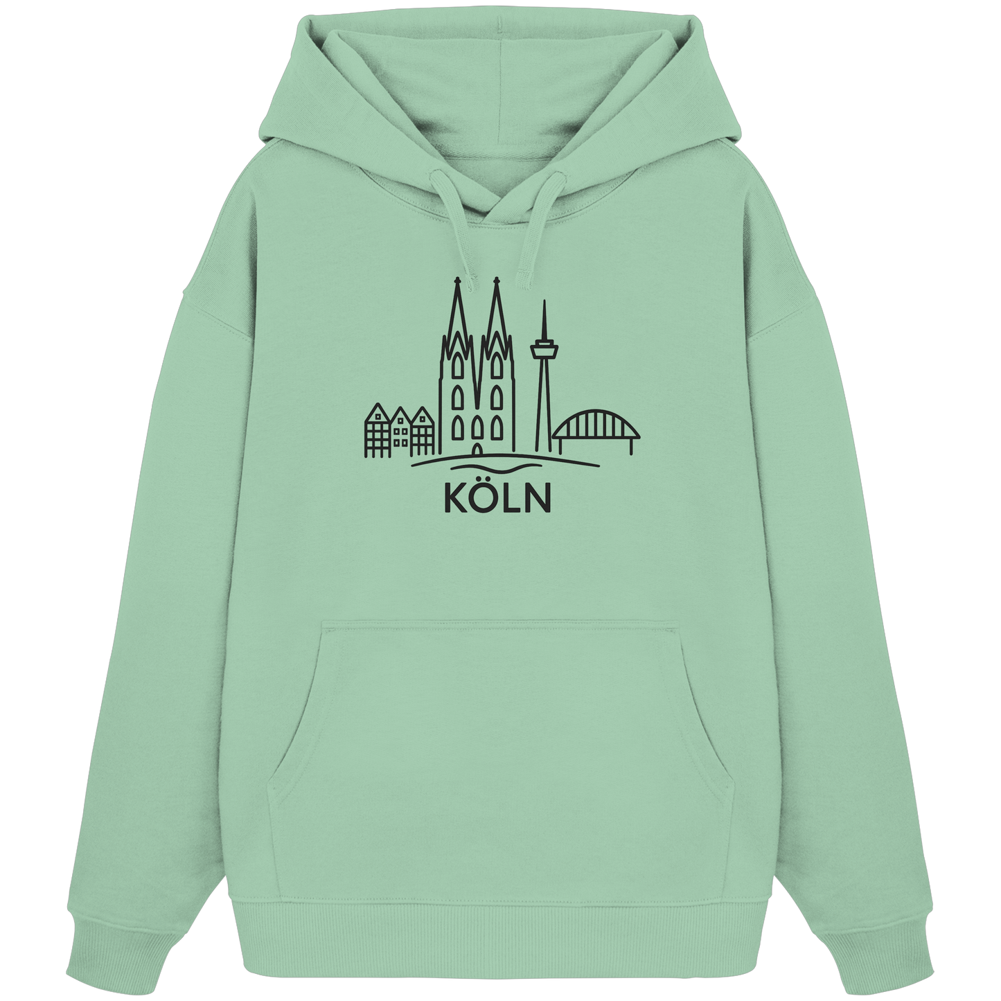 Köln Skyline (großer Druck auf der Brust) - Organic Oversize Hoodie