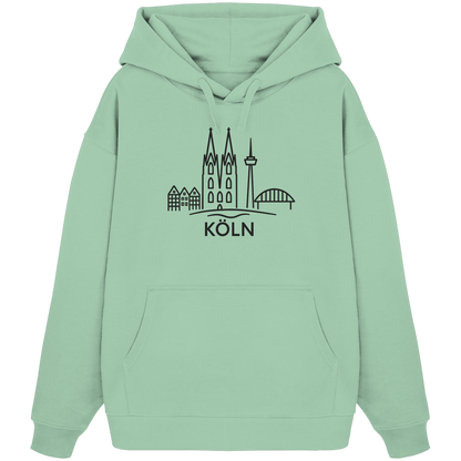 Köln Skyline (großer Druck auf der Brust) - Organic Oversize Hoodie