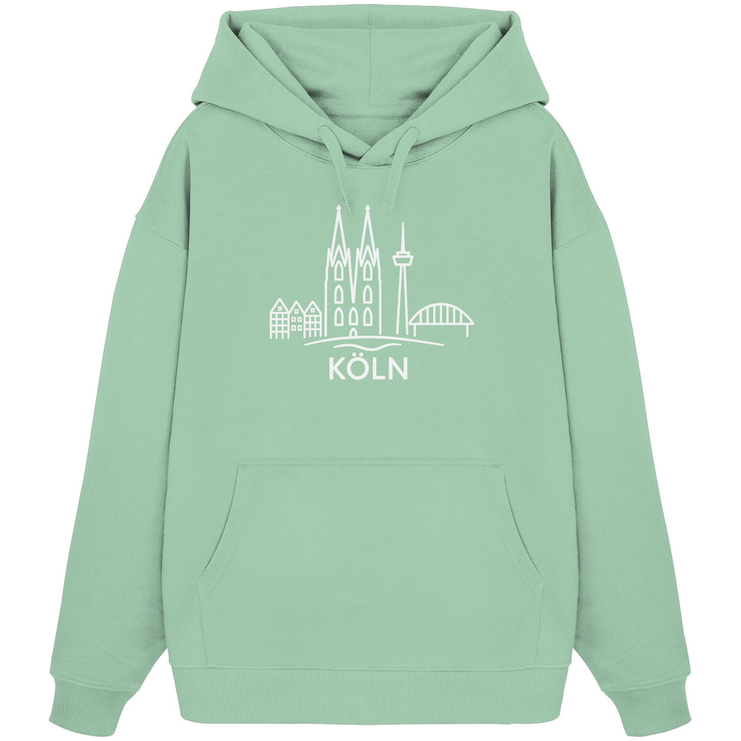 Köln Skyline (großer Druck auf der Brust) - Organic Oversize Hoodie