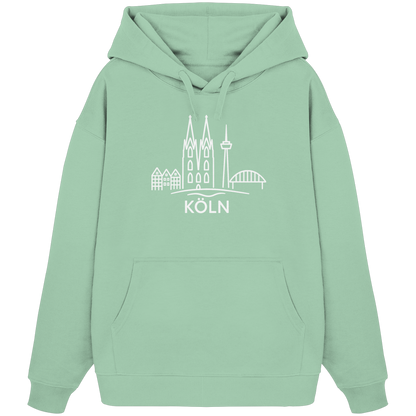 Köln Skyline (großer Druck auf der Brust) - Organic Oversize Hoodie