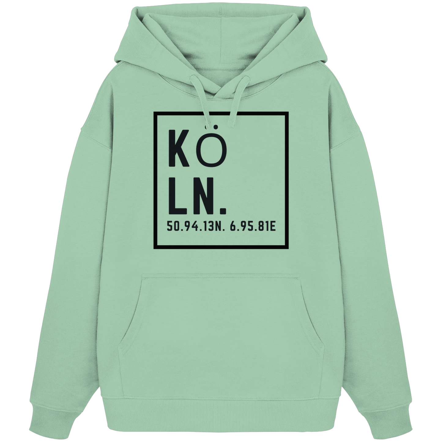 Köln Koordinaten (großer Druck auf der Brust) - Organic Oversize Hoodie