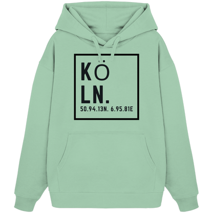 Köln Koordinaten (großer Druck auf der Brust) - Organic Oversize Hoodie
