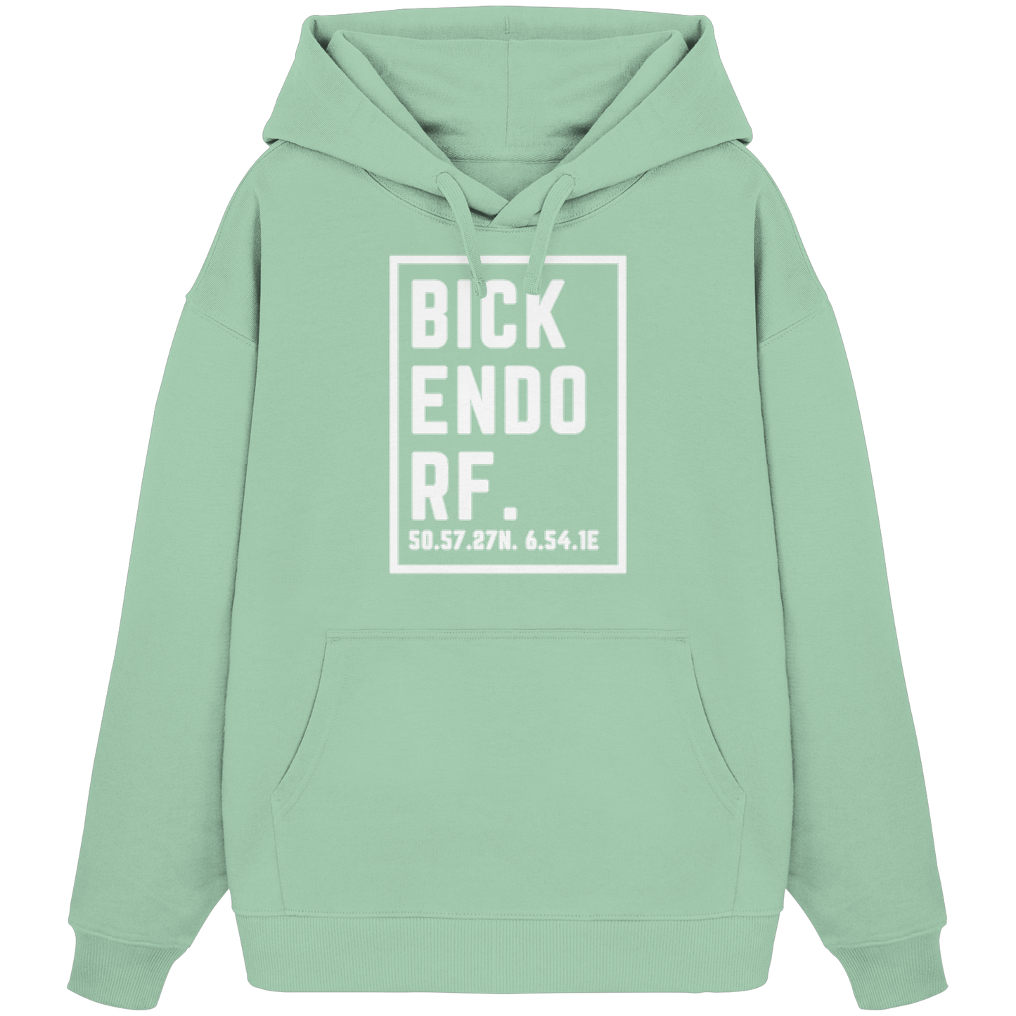 Bickendorf Koordinaten (großer Druck auf der Brust) - Organic Oversize Hoodie