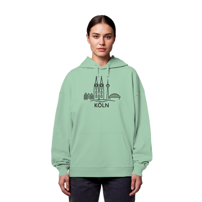 Köln Skyline (großer Druck auf der Brust) - Organic Oversize Hoodie