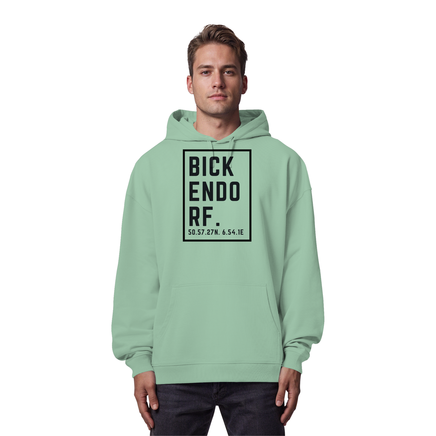Bickendorf Koordinaten (großer Druck auf der Brust) - Organic Oversize Hoodie