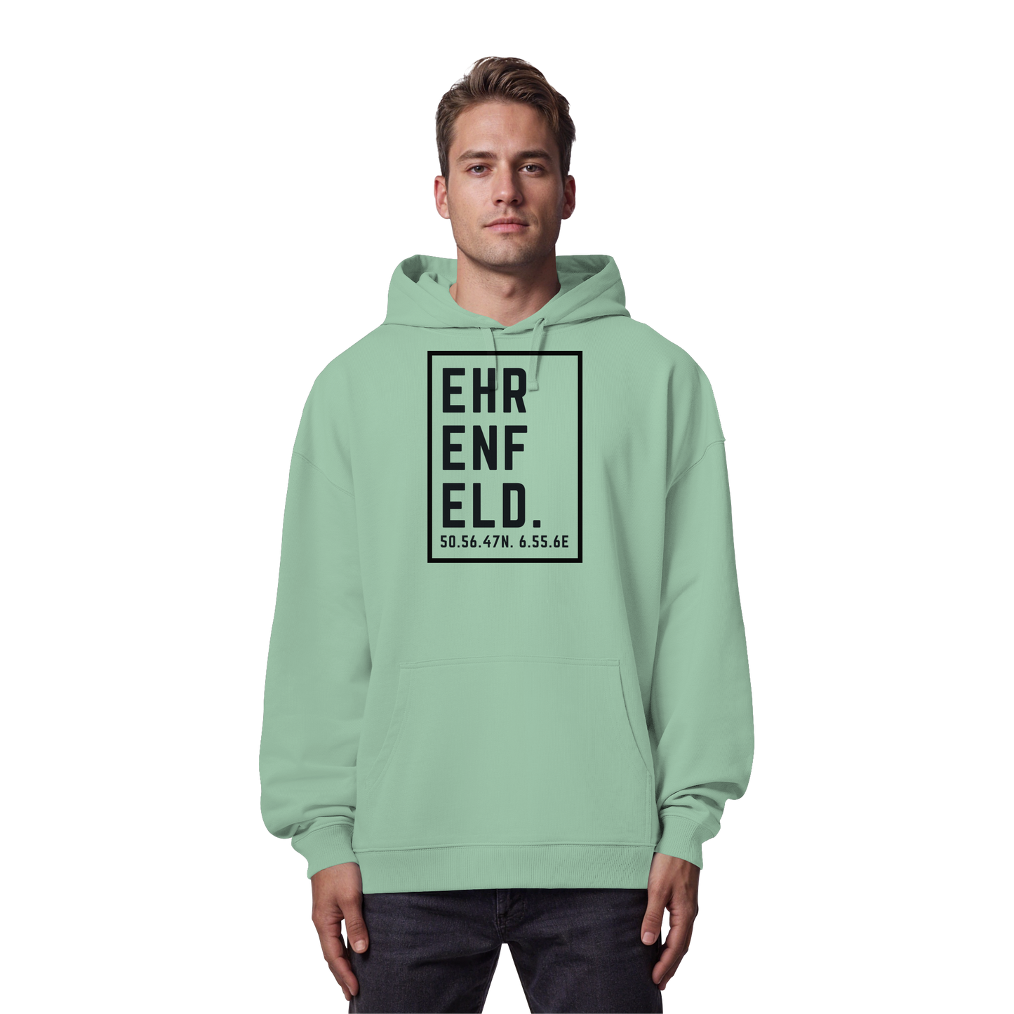 Ehrenfeld Koordinaten (großer Druck auf der Brust) - Organic Oversize Hoodie