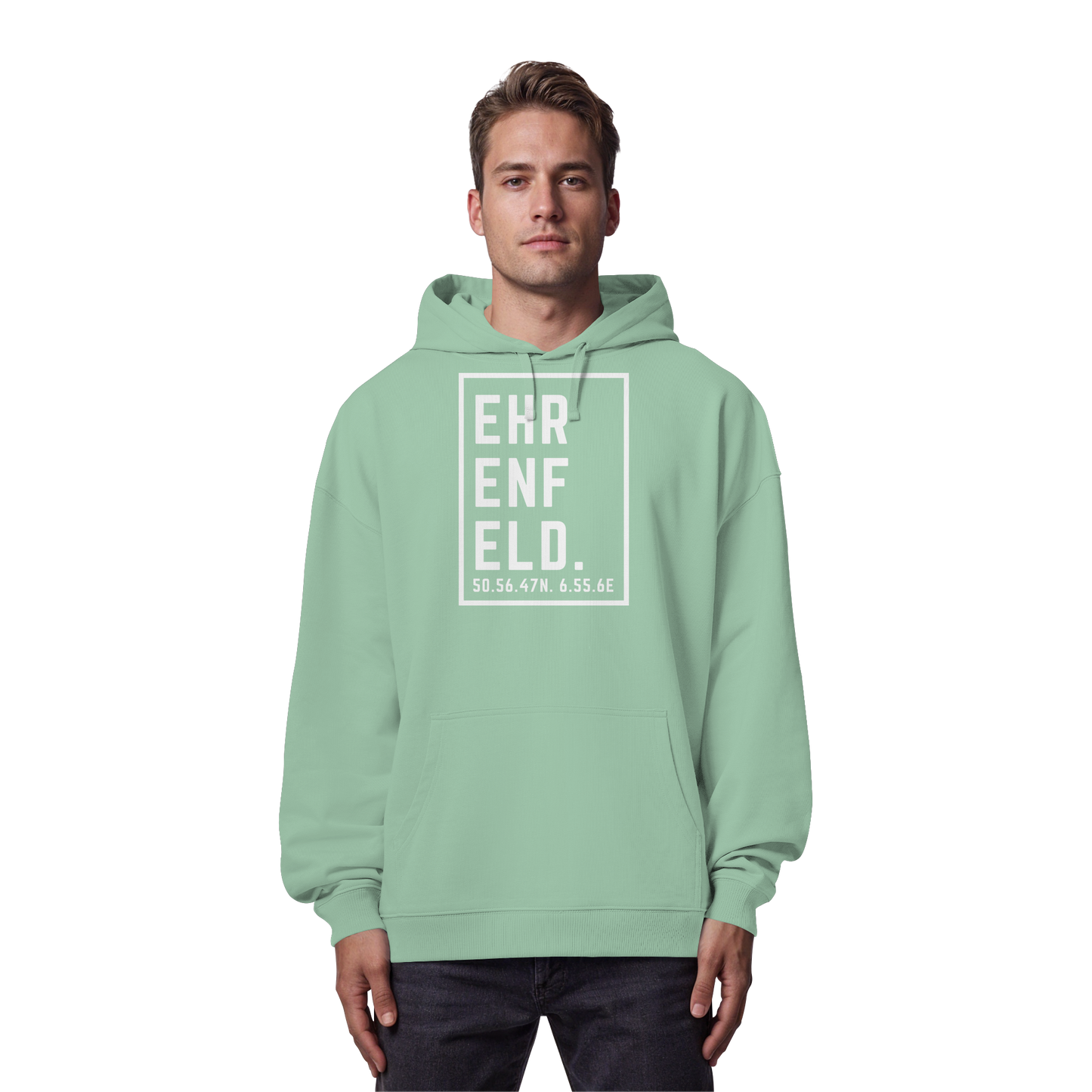 Ehrenfeld Koordinaten (großer Druck auf der Brust) - Organic Oversize Hoodie