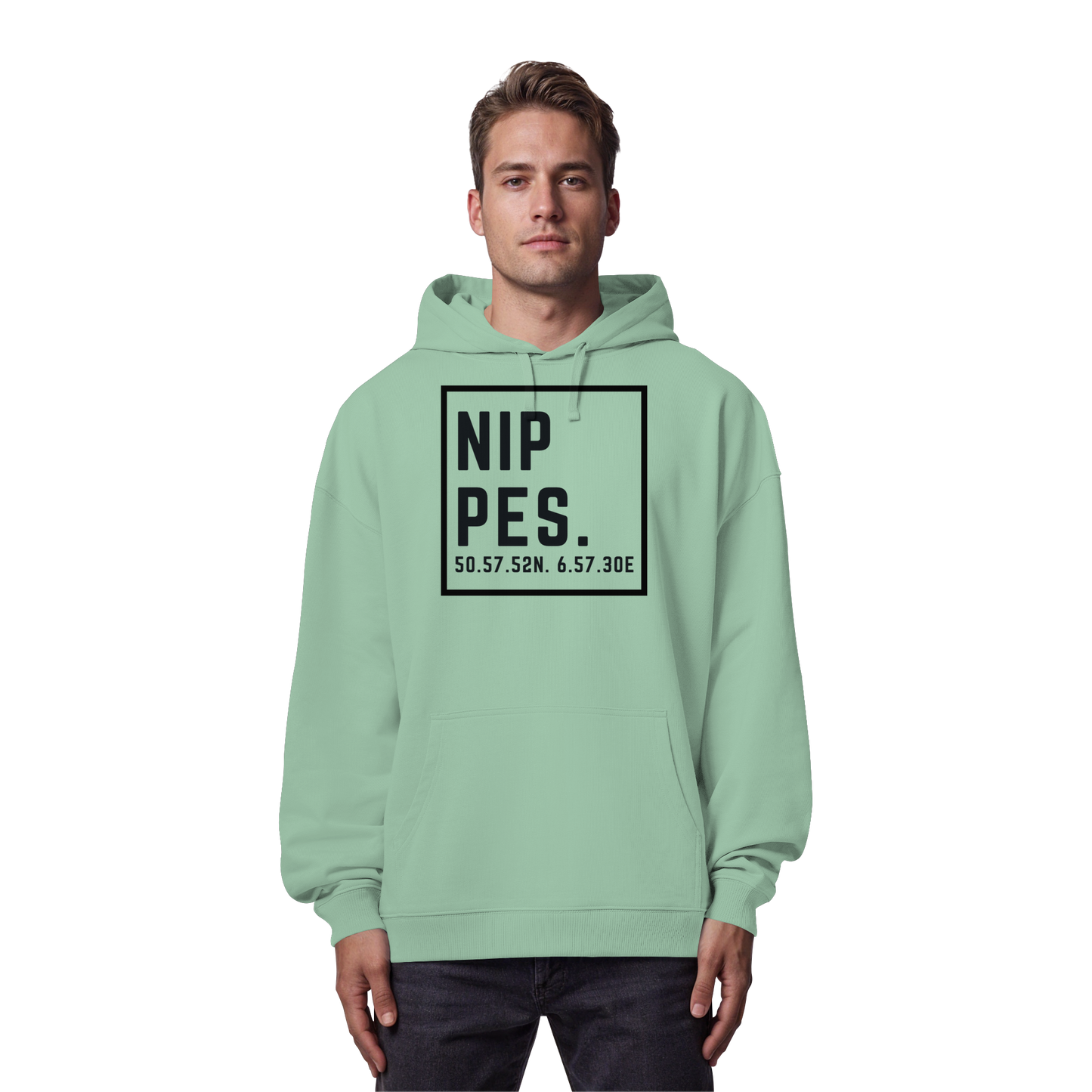 Nippes Koordinaten (großer Druck auf der Brust) - Organic Oversize Hoodie