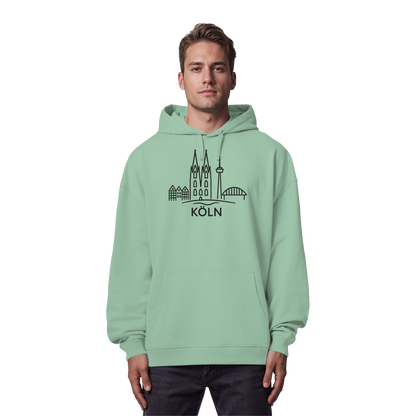 Köln Skyline (großer Druck auf der Brust) - Organic Oversize Hoodie
