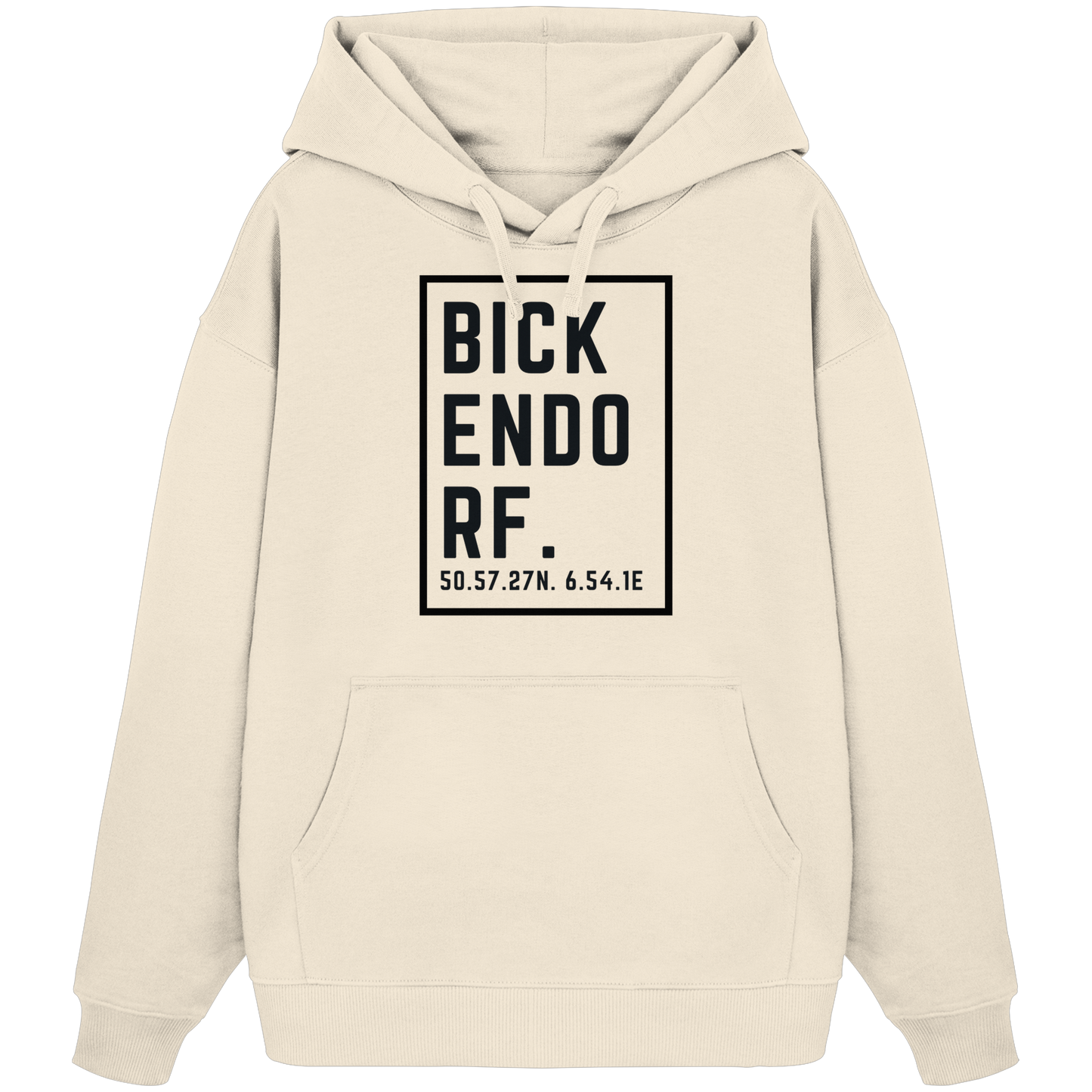 Bickendorf Koordinaten (großer Druck auf der Brust) - Organic Oversize Hoodie