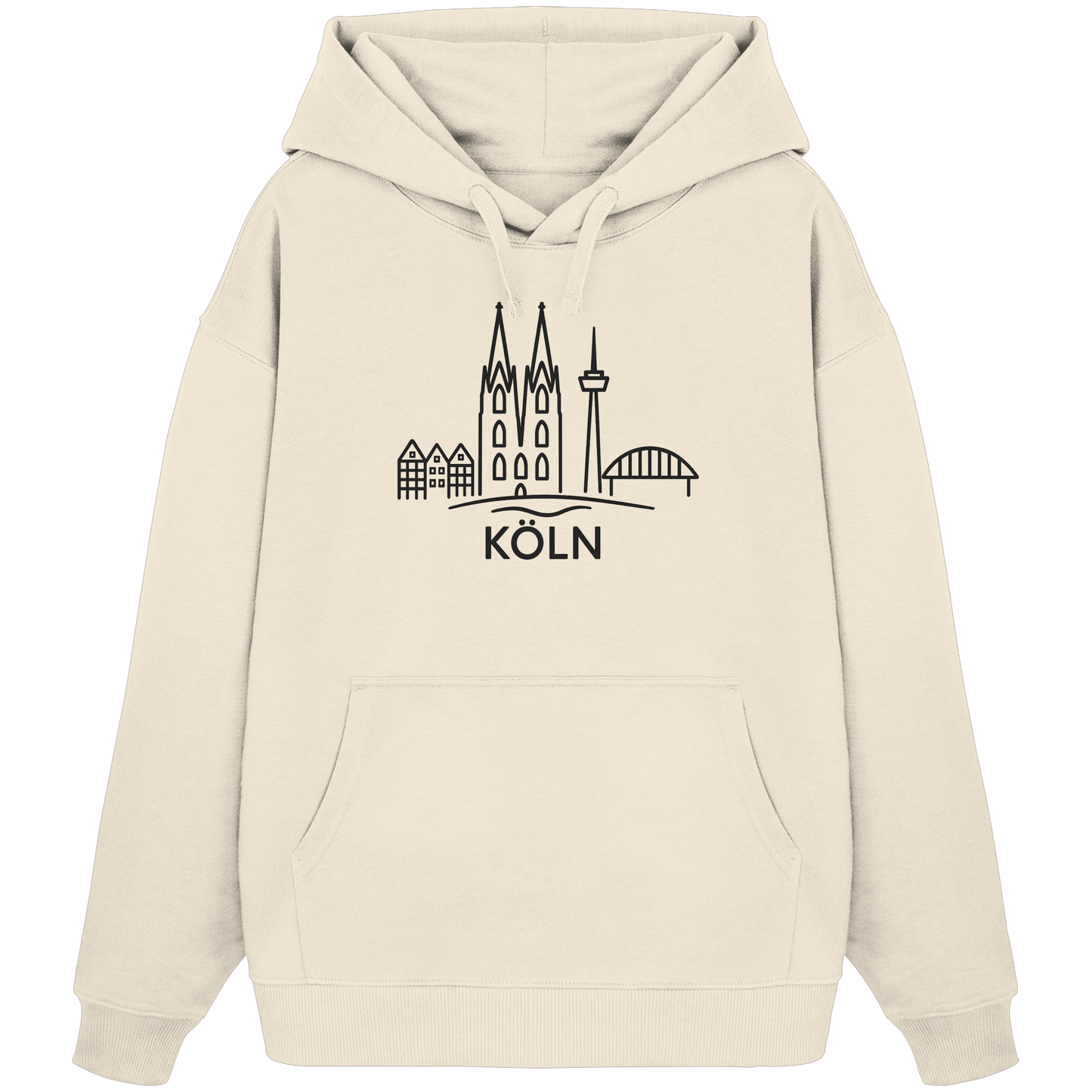 Köln Skyline (großer Druck auf der Brust) - Organic Oversize Hoodie