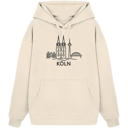 Köln Skyline (großer Druck auf der Brust) - Organic Oversize Hoodie
