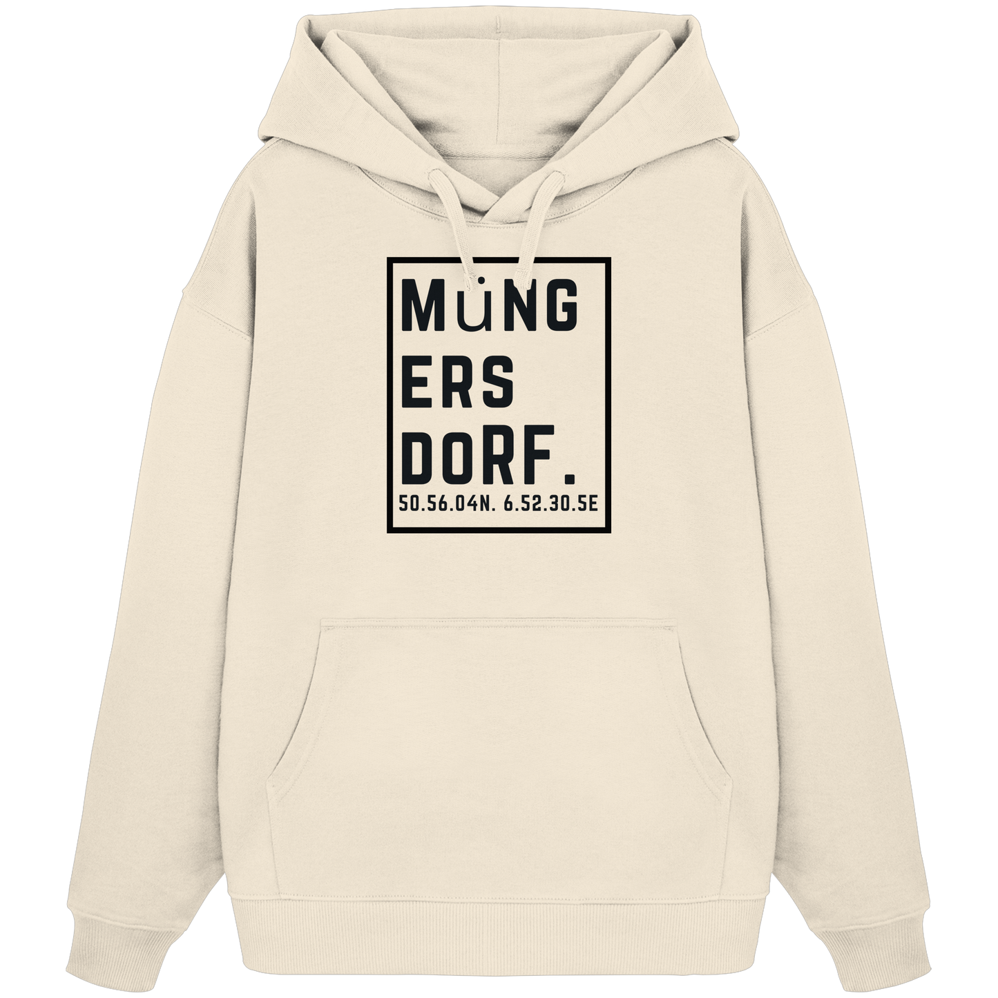 Müngersdorf Koordinaten (großer Druck auf der Brust) - Organic Oversize Hoodie