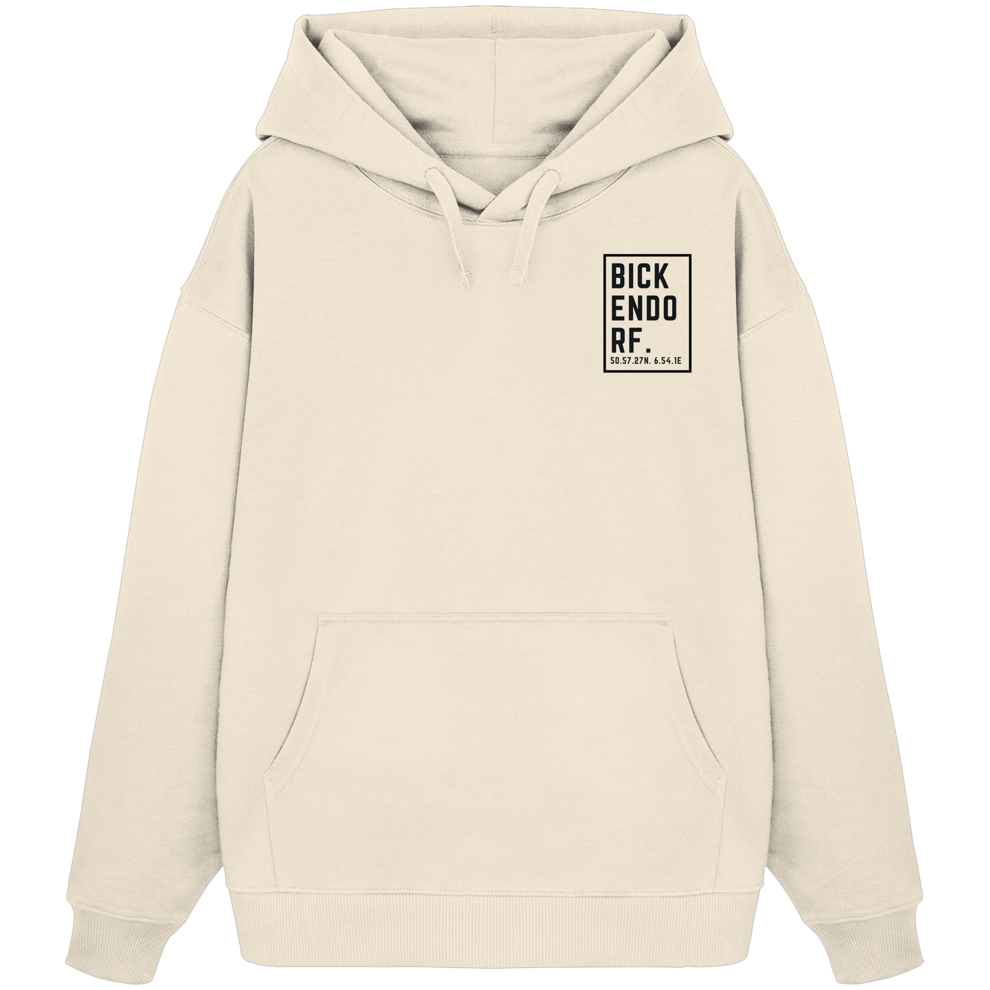 Bickendorf Koordinaten (kleiner Druck auf der Brust) - Organic Oversize Hoodie