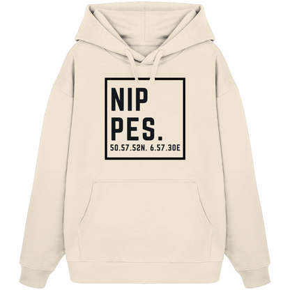 Nippes Koordinaten (großer Druck auf der Brust) - Organic Oversize Hoodie