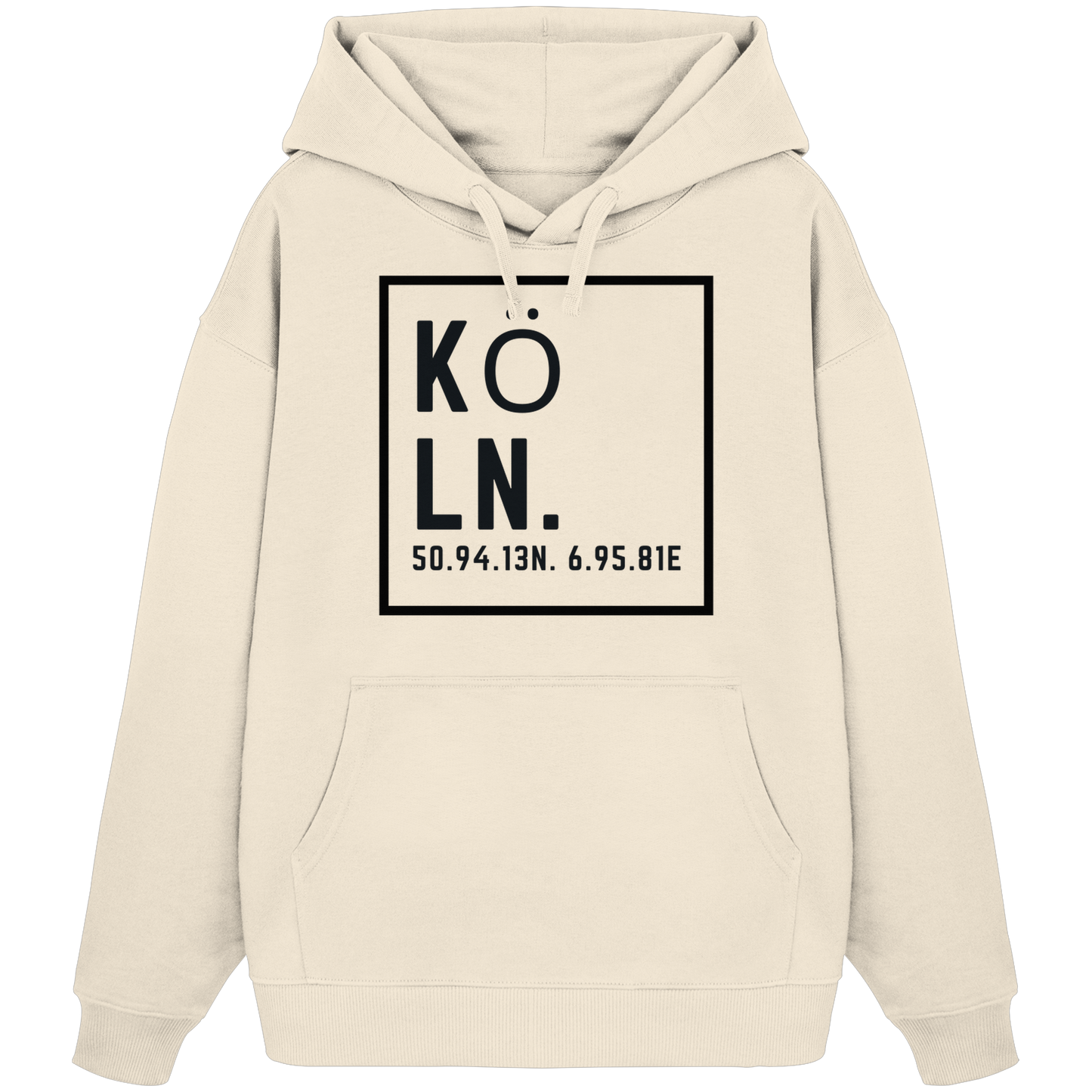 Köln Koordinaten (großer Druck auf der Brust) - Organic Oversize Hoodie