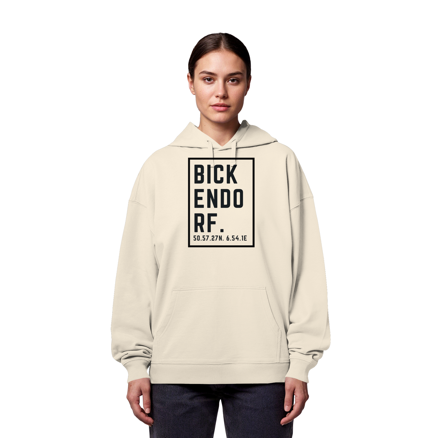 Bickendorf Koordinaten (großer Druck auf der Brust) - Organic Oversize Hoodie