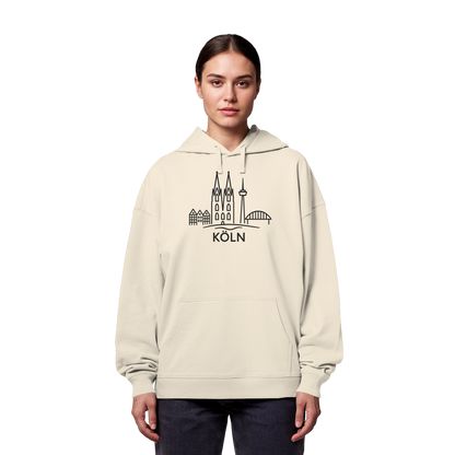 Köln Skyline (großer Druck auf der Brust) - Organic Oversize Hoodie