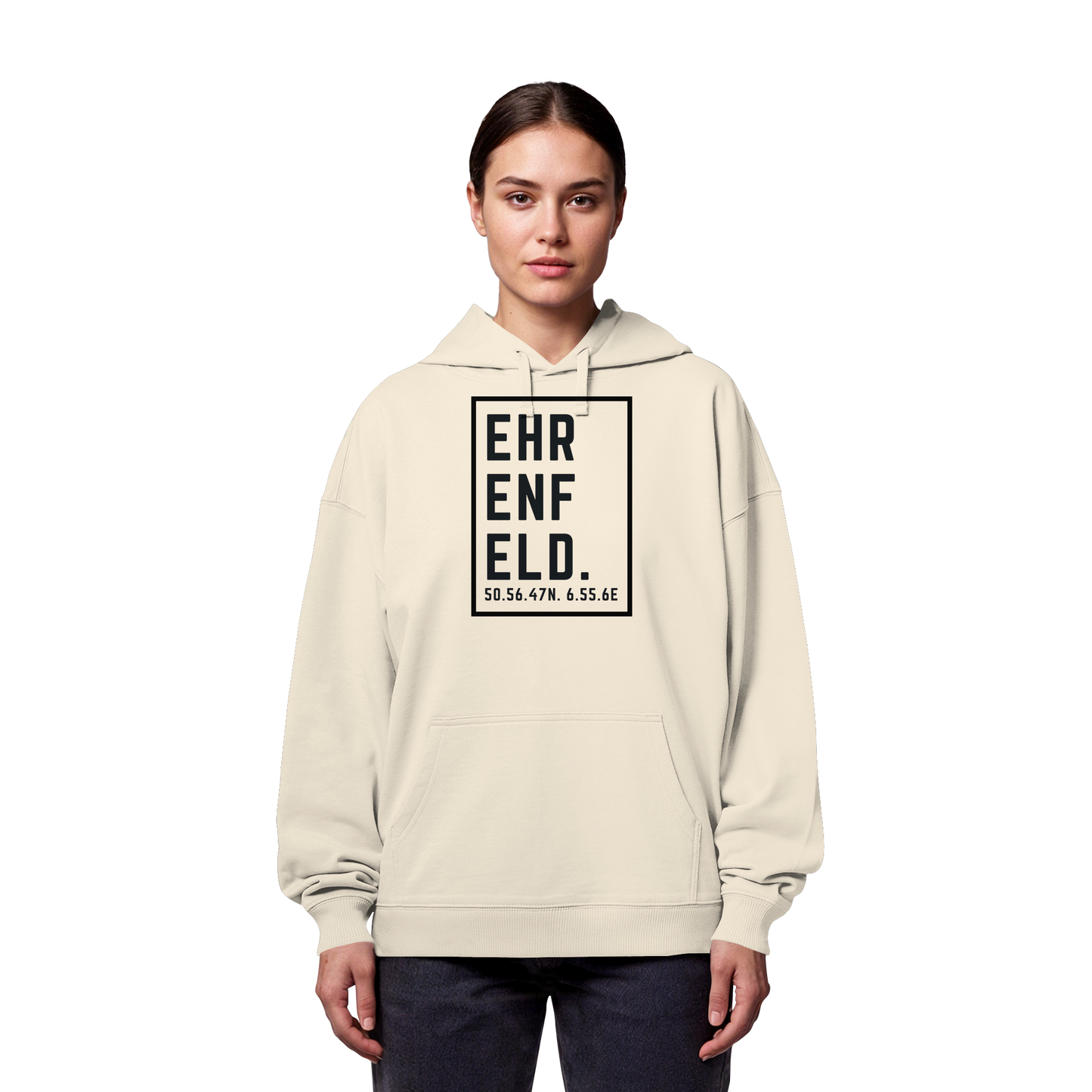 Ehrenfeld Koordinaten (großer Druck auf der Brust) - Organic Oversize Hoodie