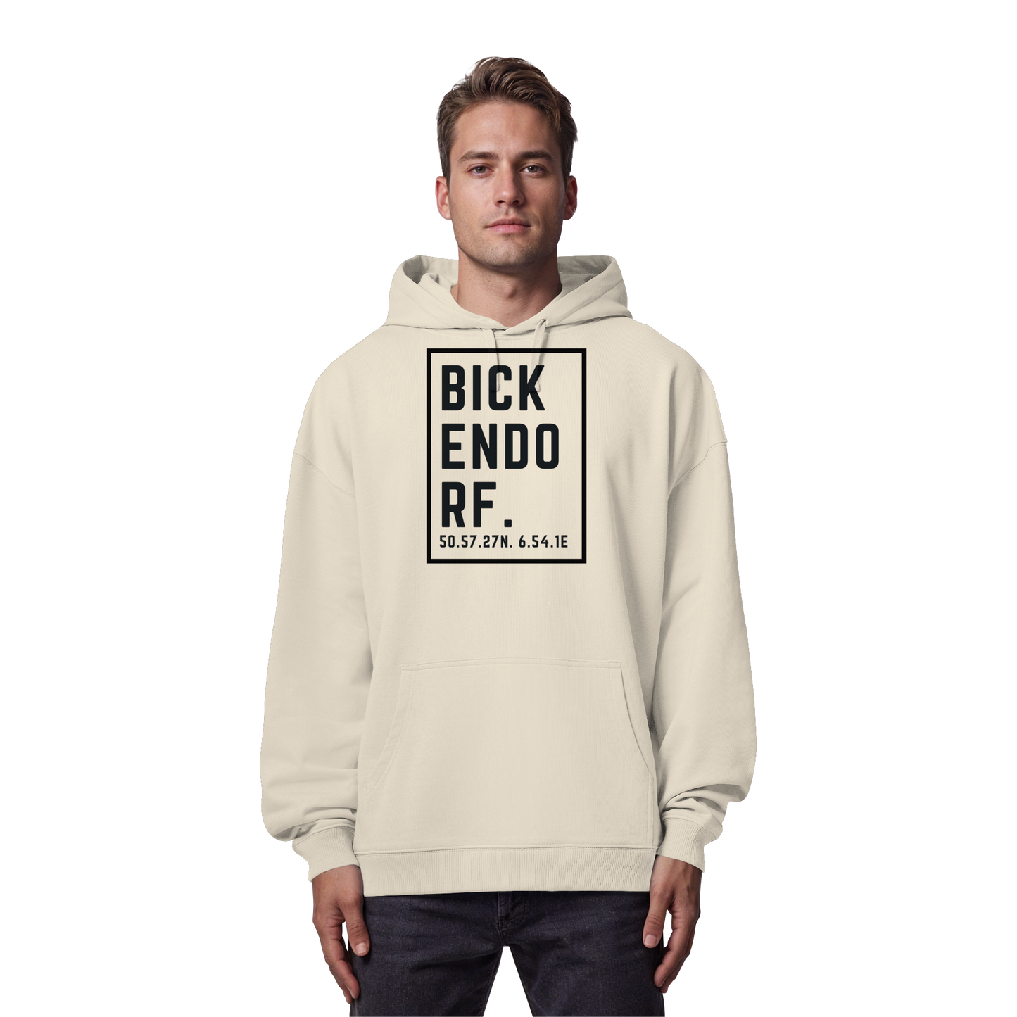 Bickendorf Koordinaten (großer Druck auf der Brust) - Organic Oversize Hoodie