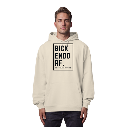 Bickendorf Koordinaten (großer Druck auf der Brust) - Organic Oversize Hoodie
