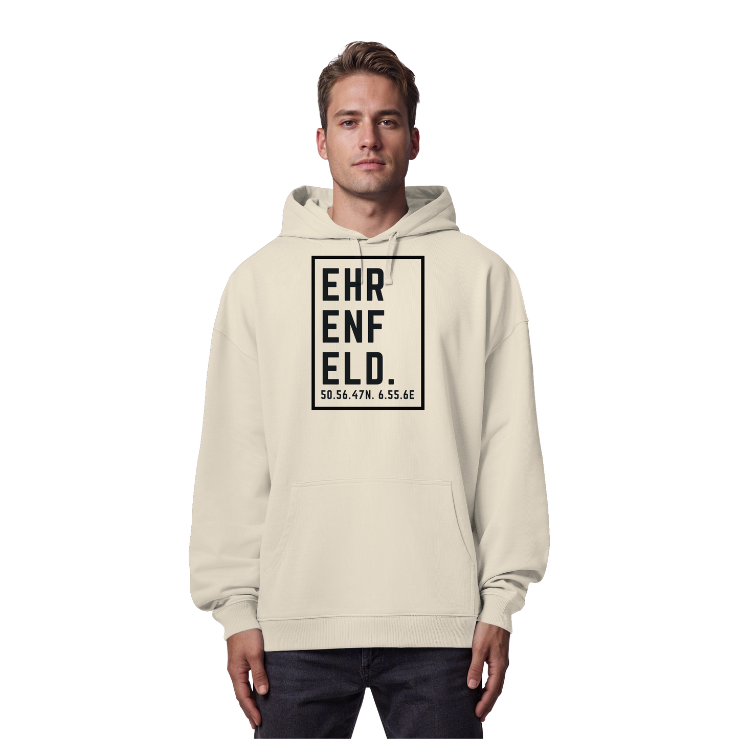 Ehrenfeld Koordinaten (großer Druck auf der Brust) - Organic Oversize Hoodie