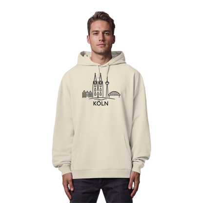 Köln Skyline (großer Druck auf der Brust) - Organic Oversize Hoodie
